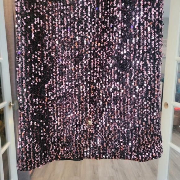 Ieena For Mac Duggal Women Black Sleeveless Ruffle Sequin Sheath Dress Size 6 - Picture 10 of 15